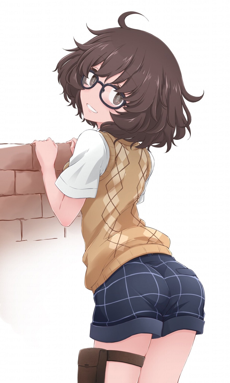 akiyama_yukari, ass, garter, girls_und_panzer, hazuki_haru, megane, sweater