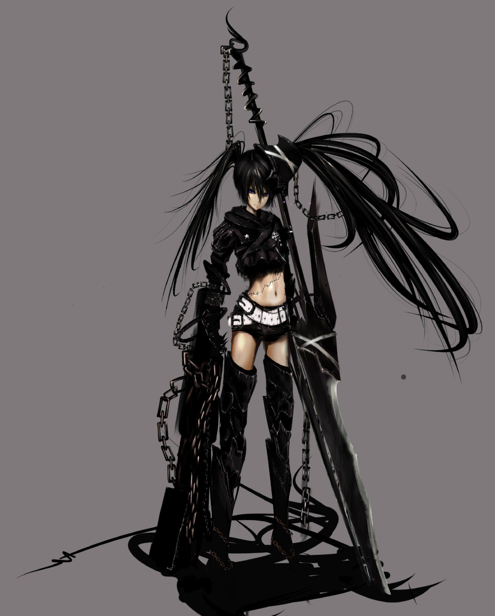black_rock_shooter, black_rock_shooter_(character), insane_black_rock_shooter, jpeg_artifacts, shinya, vocaloid