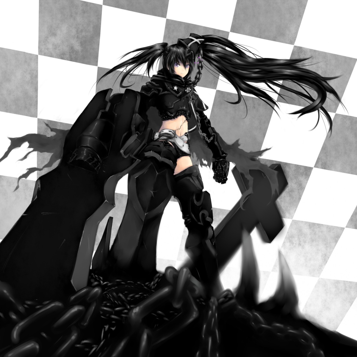 black_rock_shooter, black_rock_shooter_(character), insane_black_rock_shooter, maron, vocaloid