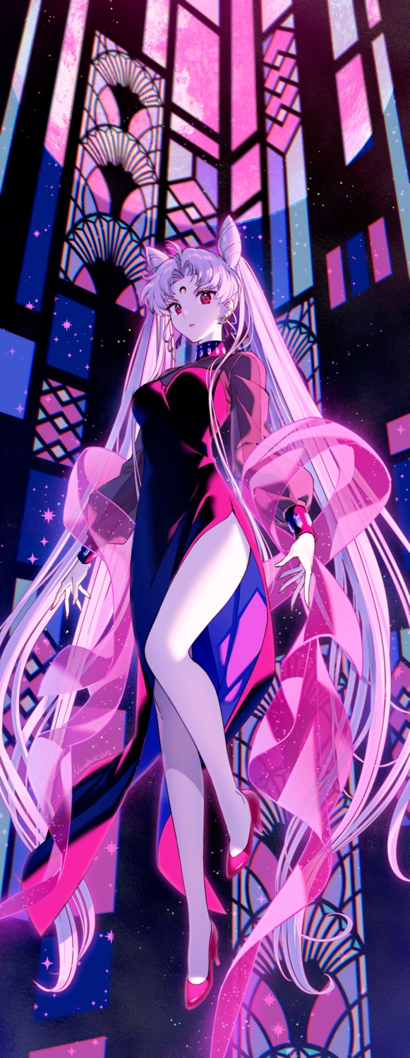 animal_ears, bishoujo_senshi_sailor_moon, black_lady, dress, heels, nardack