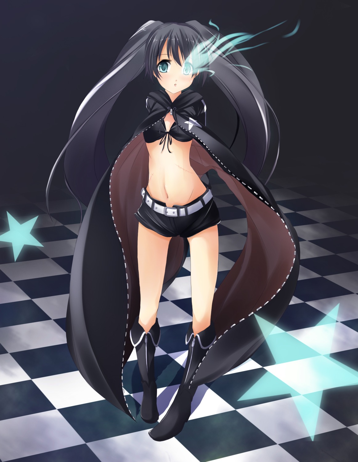 bikini_top, black_rock_shooter, black_rock_shooter_(character), m.h, swimsuits, vocaloid