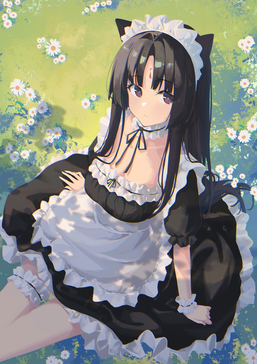 animal_ears, arknights, garter, maid, nekomimi, saga_(arknights), sin.