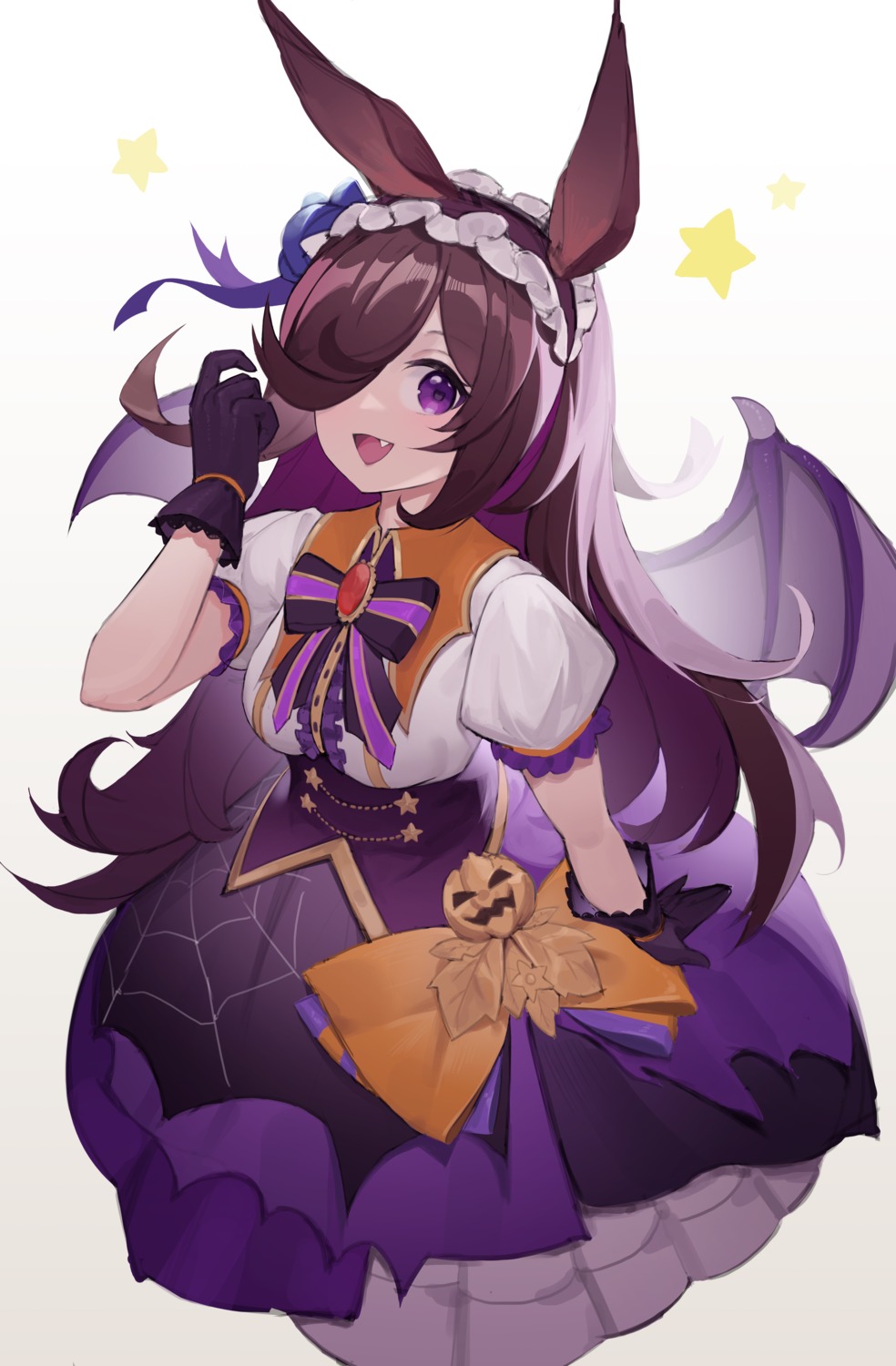 animal_ears, dress, halloween, oiru_(fattyoils), rice_shower_(umamusume), uma_musume_pretty_derby, wings