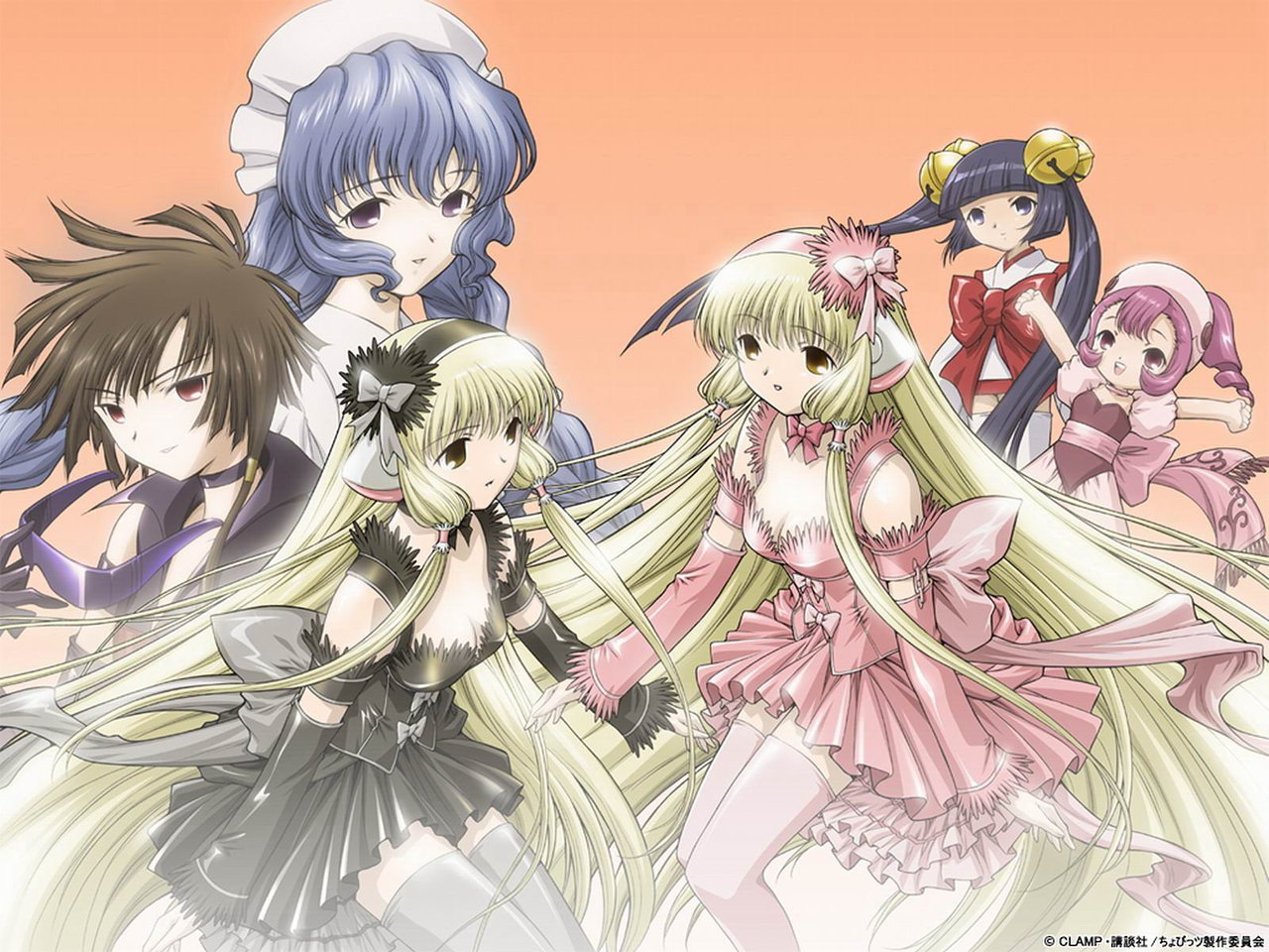 chii, chobits, clamp, cleavage, freya, kotoko_(chobits), sumomo, thighhighs