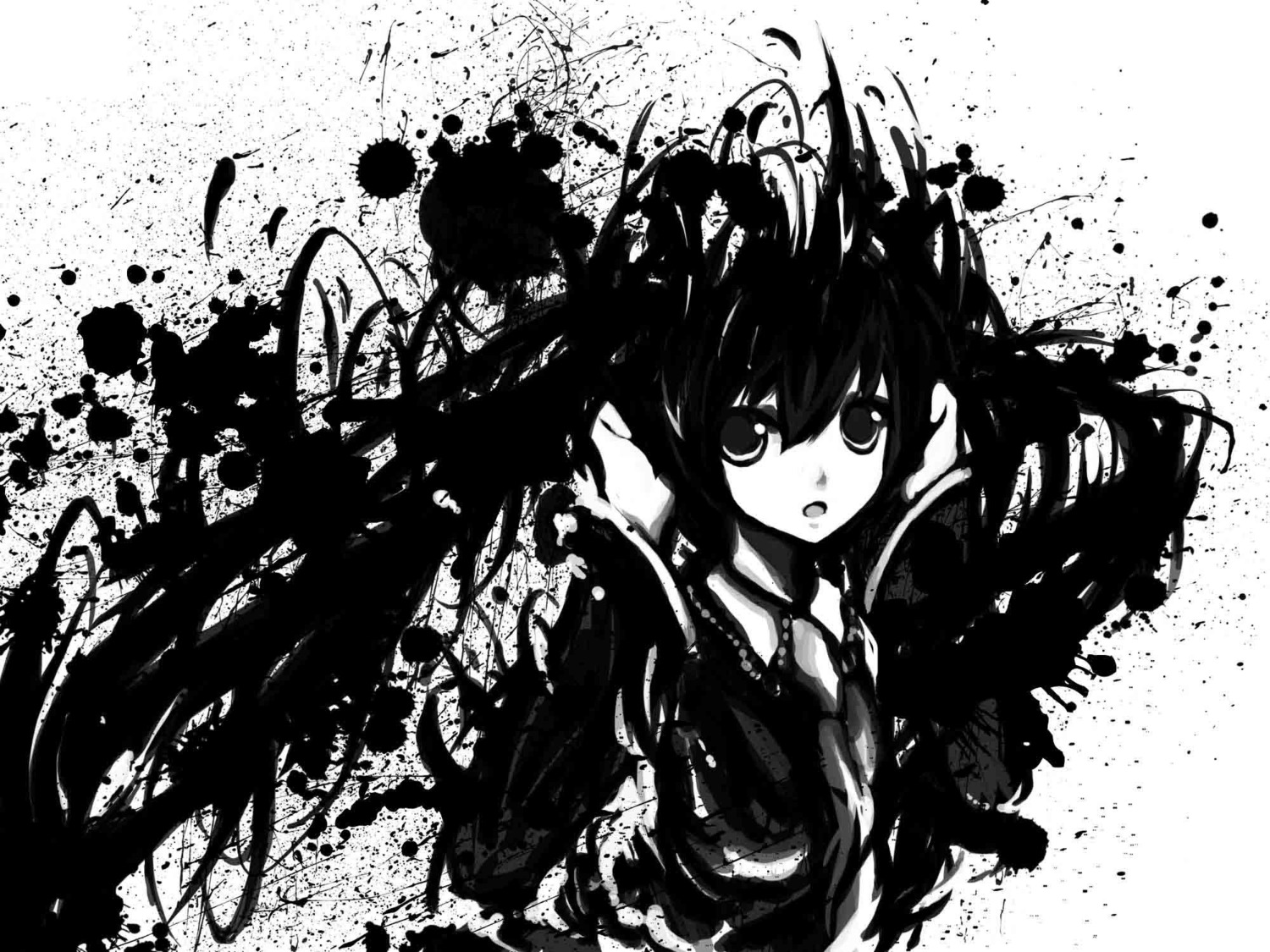 hatsune_miku, meola, monochrome, vocaloid