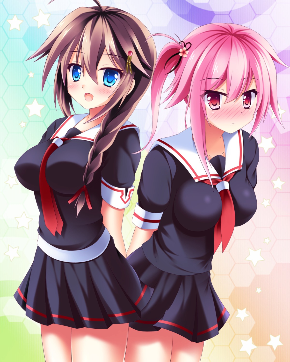harusame_(kancolle), kantai_collection, midori_rin, seifuku, shigure_(kancolle)