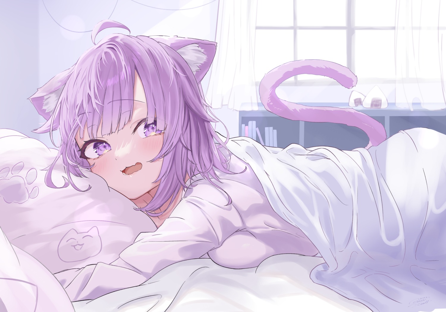 animal_ears, hololive, hololive_gamers, nekomata_okayu, nekomimi, ogura_toast, sheets, tail