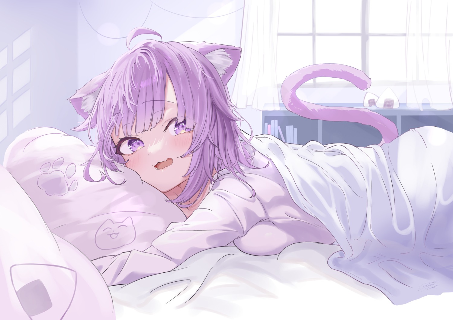 animal_ears, hololive, hololive_gamers, nekomata_okayu, nekomimi, ogura_toast, sheets, tail