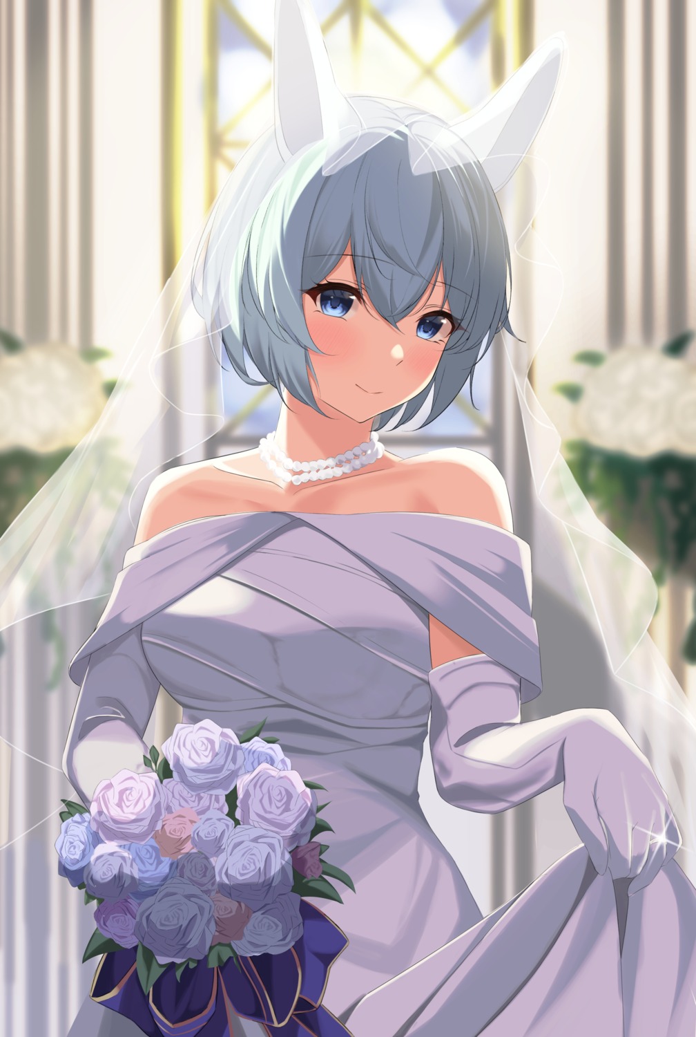 animal_ears, cathy_idx, dress, see_through, seiun_sky_(umamusume), uma_musume_pretty_derby, wedding_dress