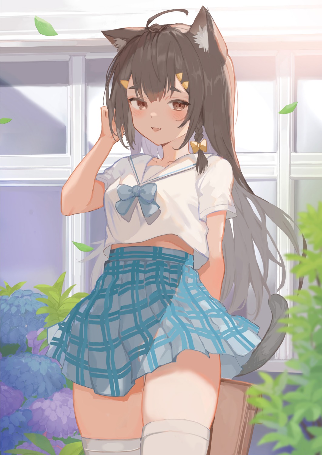 animal_ears, melonbooks, nekomimi, seifuku, sorotu, tail, thighhighs