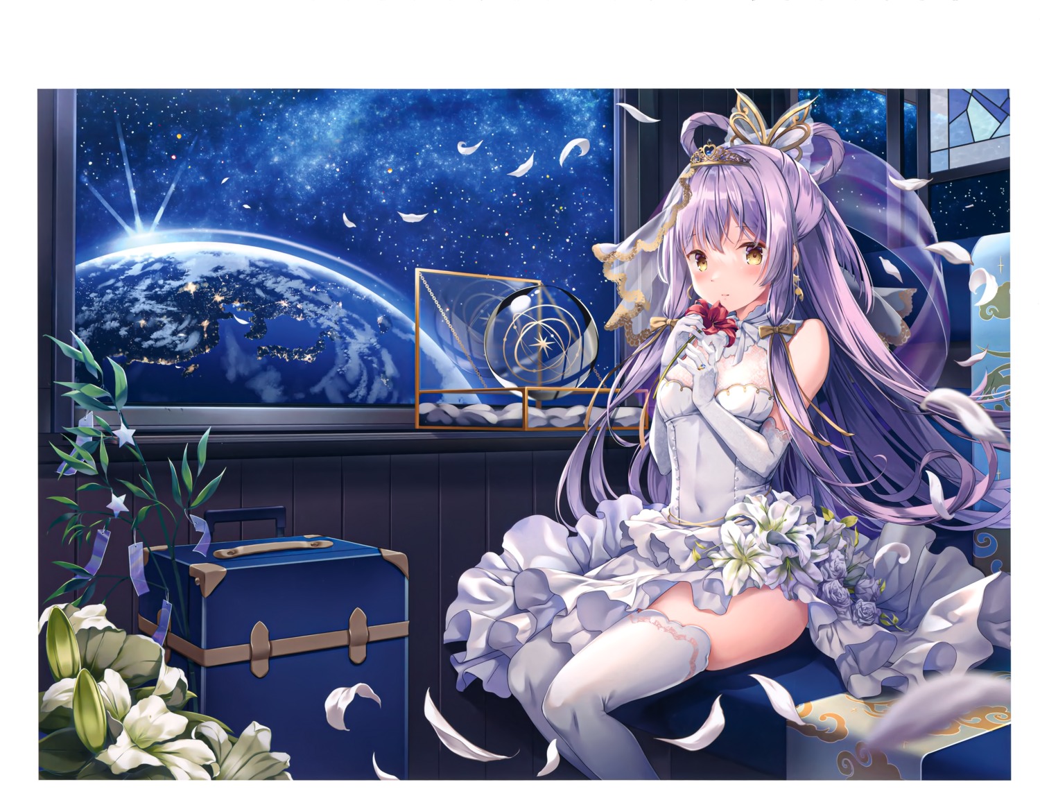 dress, kinokomushi, no_bra, thighhighs