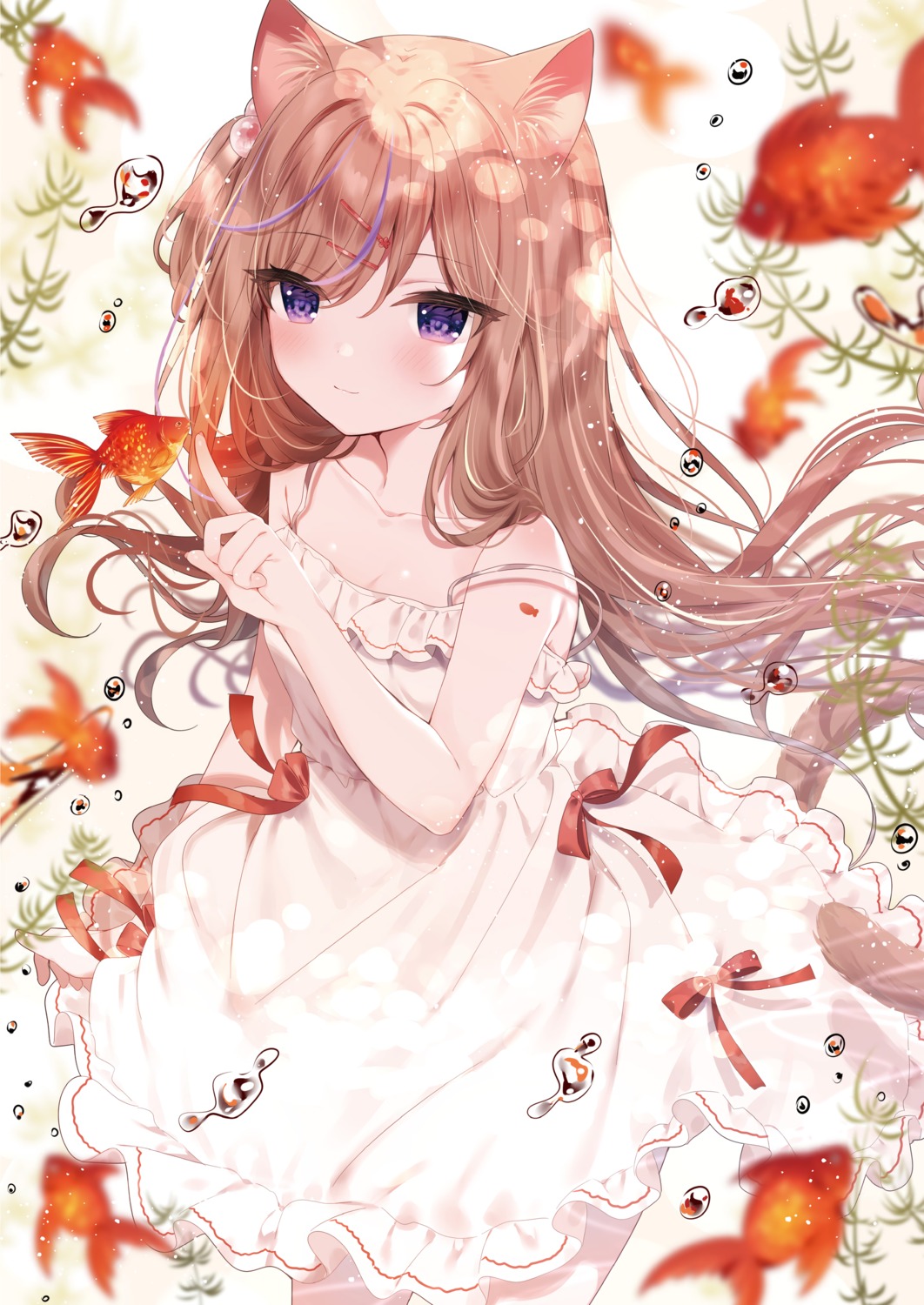 animal_ears, dress, leo, mafuyu_(chibi21), melonbooks, nekomimi, summer_dress, tail