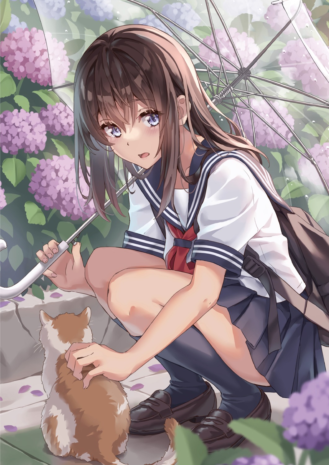 melonbooks, morigami_(morigami_no_yashiro), neko, seifuku, umbrella
