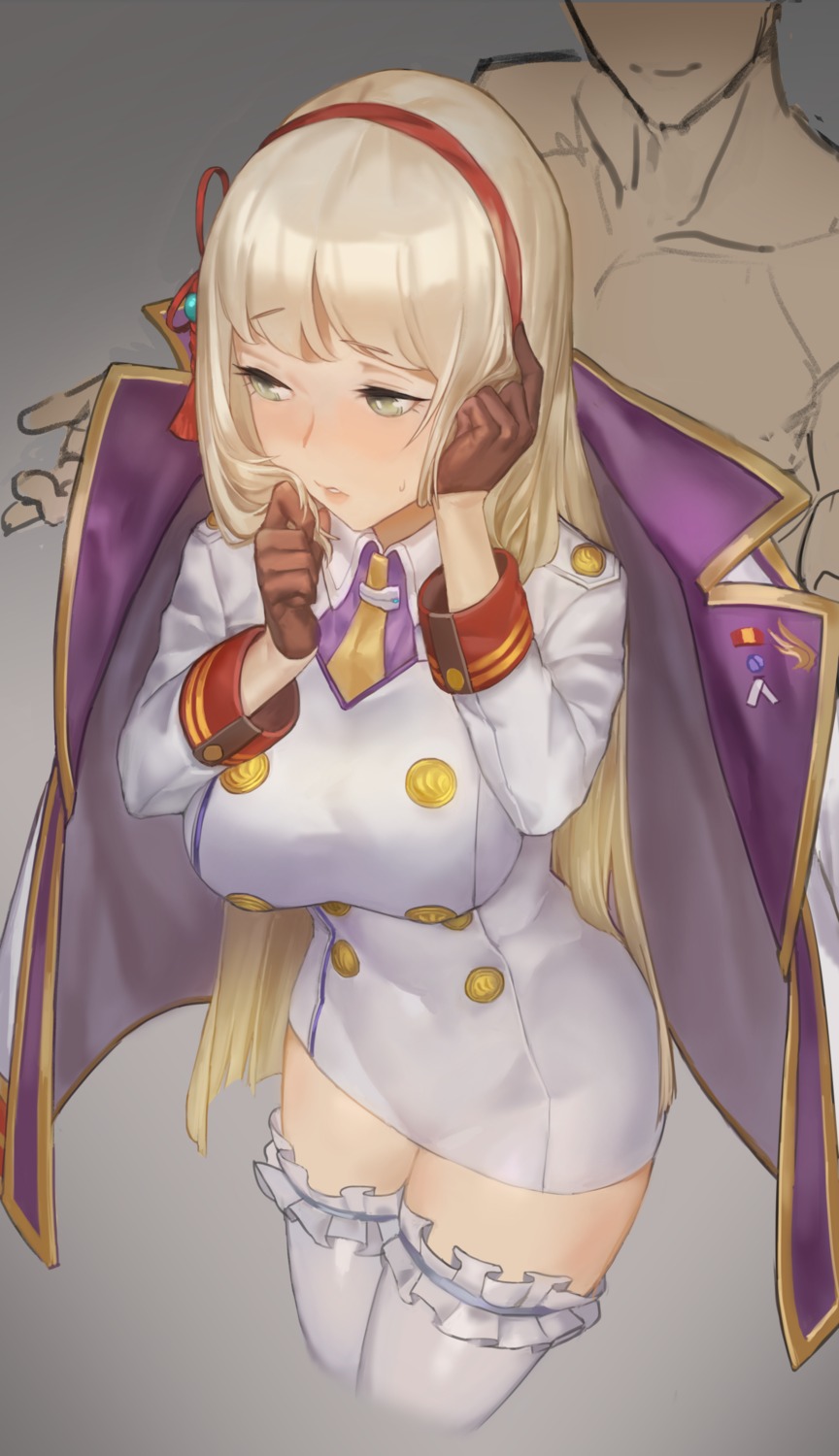 last_origin, makarony, sketch, thighhighs, uniform