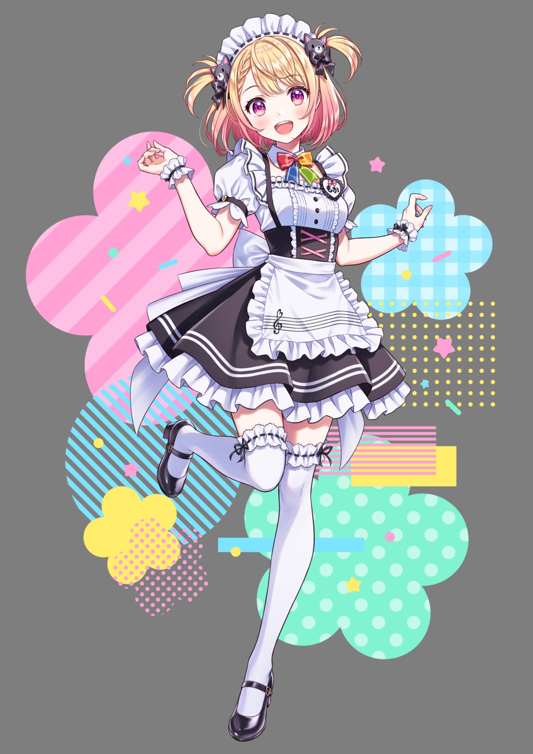 garter, heels, maid, morikura_en, otome_mocha, otome_mocha_project, thighhighs, transparent_png