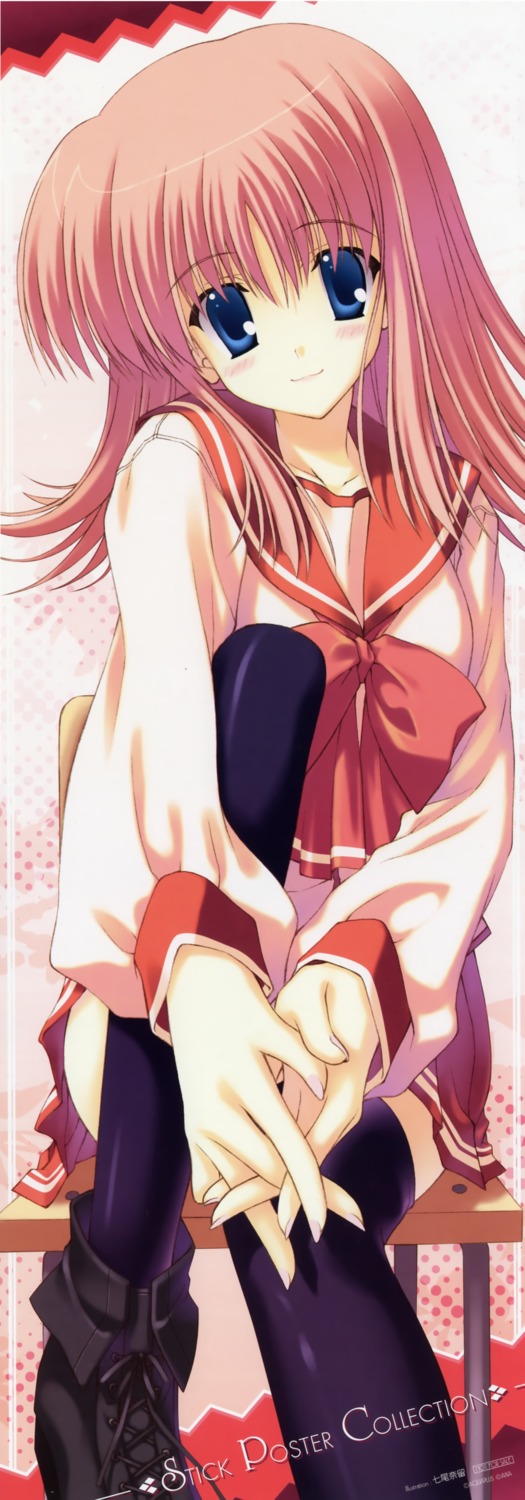 kouno_harumi, nanao_naru, seifuku, stick_poster, thighhighs, to_heart_(series), to_heart_2, to_heart_2_another_days
