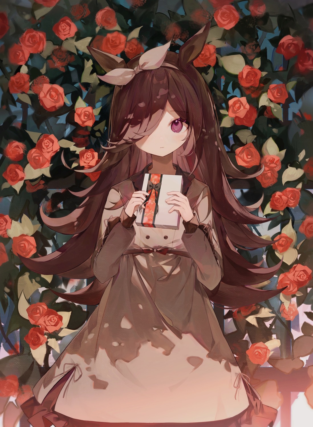 amari_(artist), animal_ears, dress, rice_shower_(umamusume), uma_musume_pretty_derby