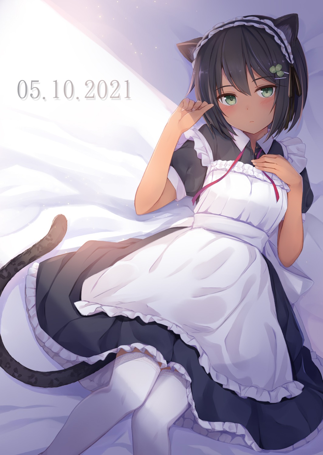 animal_ears, fuji_kakei, maid, nekomimi, tail, thighhighs