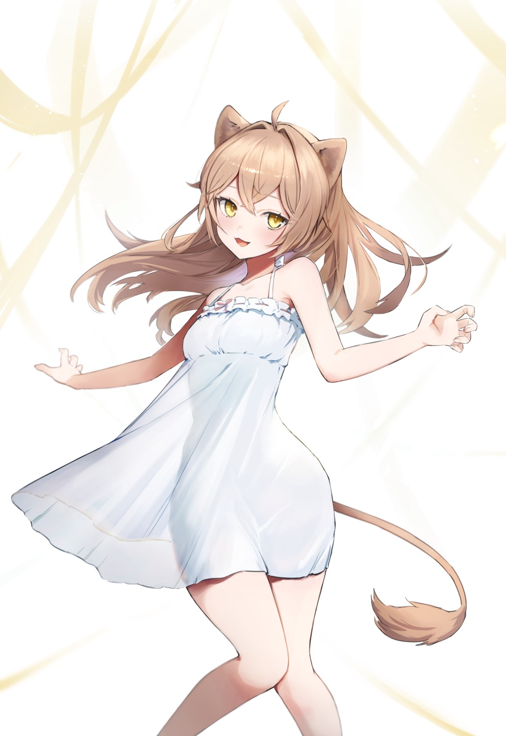 animal_ears, dress, indie_virtual_youtuber, rurudo_lion, see_through, summer_dress, sunano_reona, tail