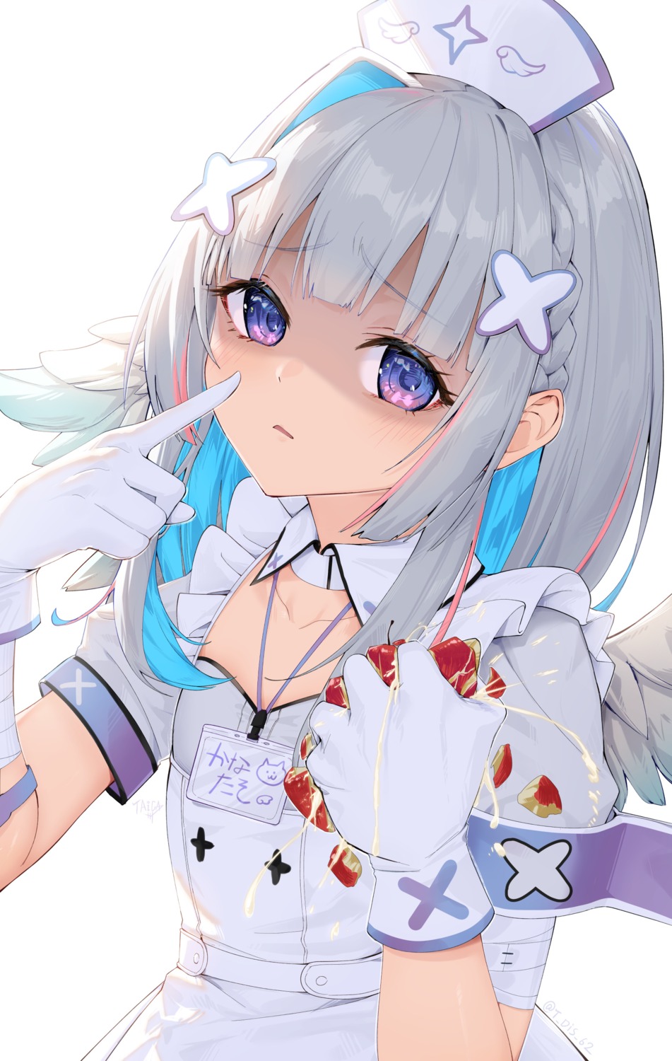 amane_kanata, bandages, hololive, nurse, taiga_(ryukyu-6102-8), wings, yandere