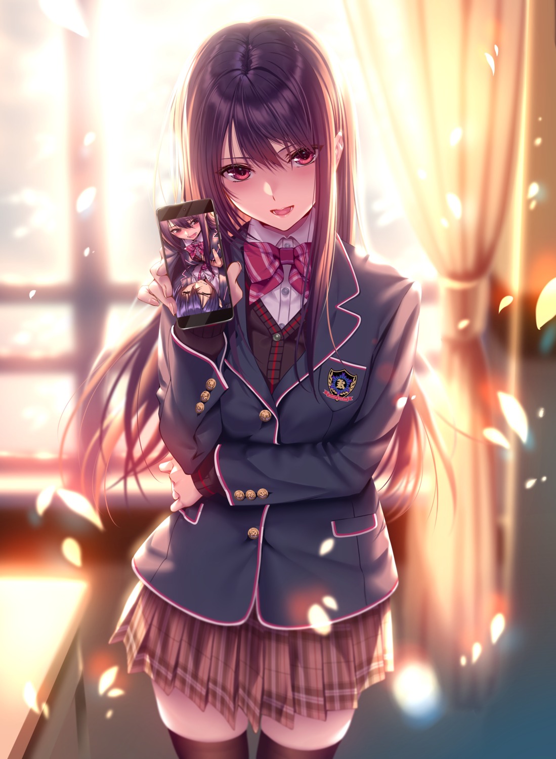 hanikami_kanojo, minazumi_kasane, piromizu, seifuku, sweater, thighhighs