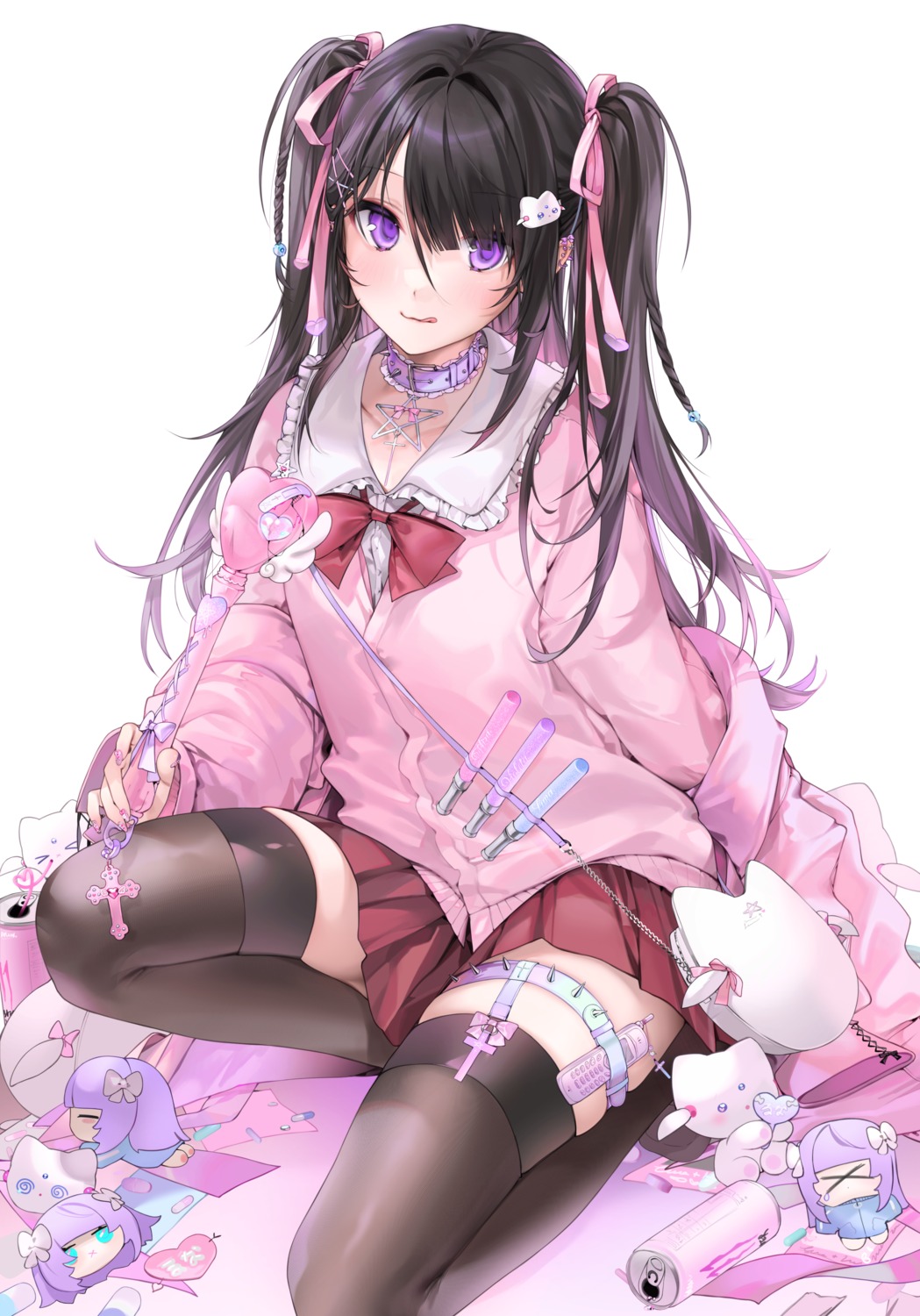 garter, seifuku, stockings, sweater, thighhighs, unxi, violeta_(unxi)