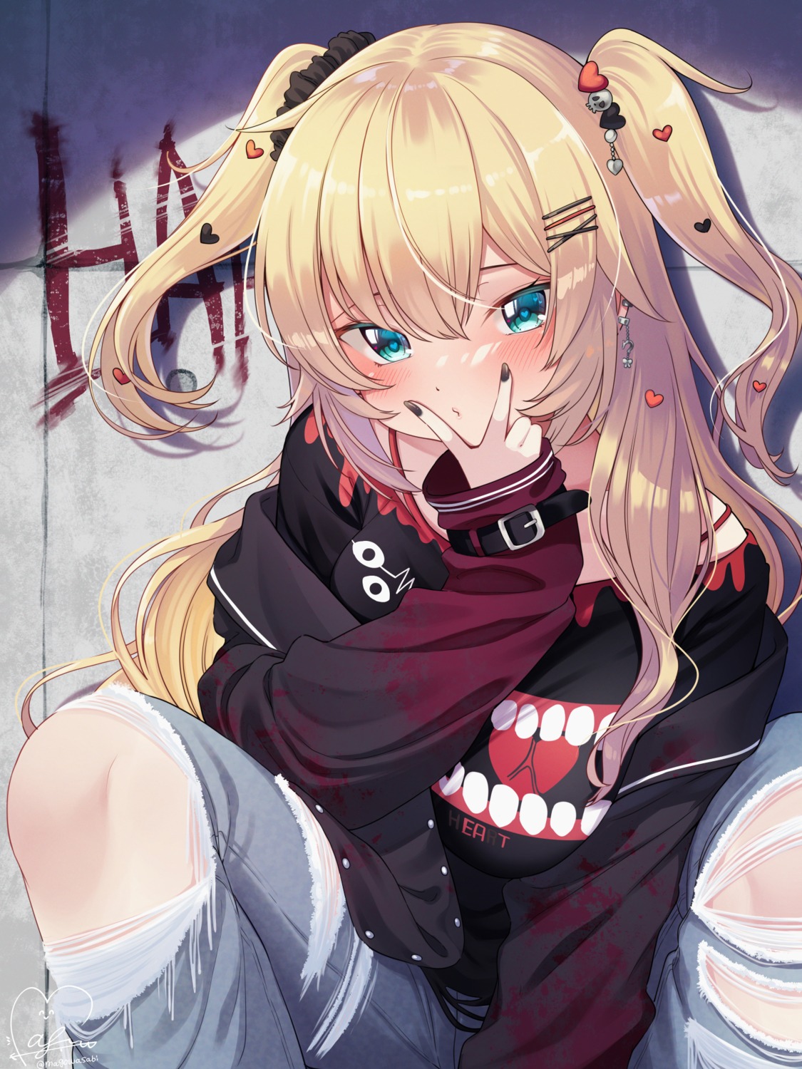 akai_haato, hololive, magowasabi, torn_clothes