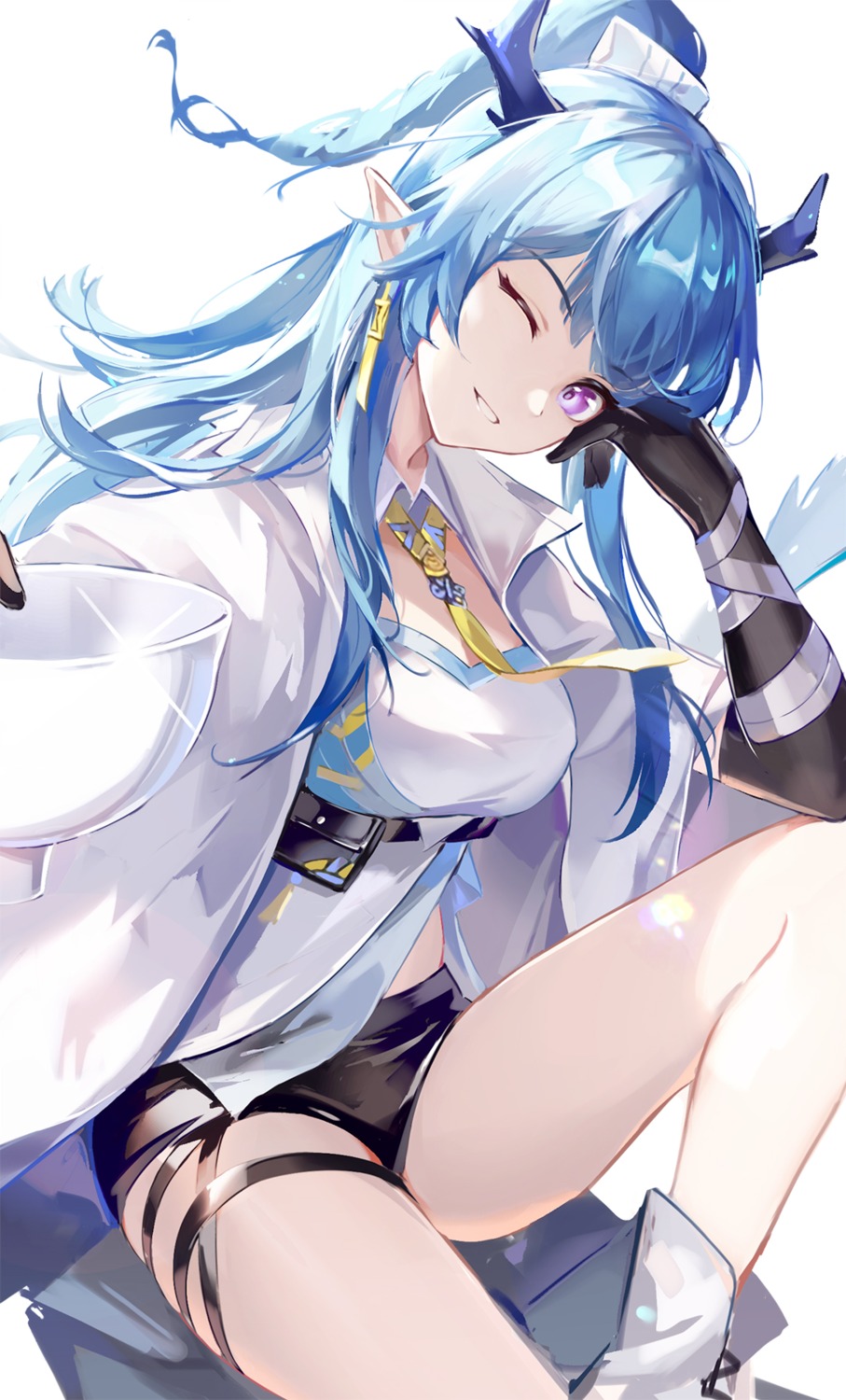 arknights, garter, horns, ling_(arknights), pointy_ears, uza