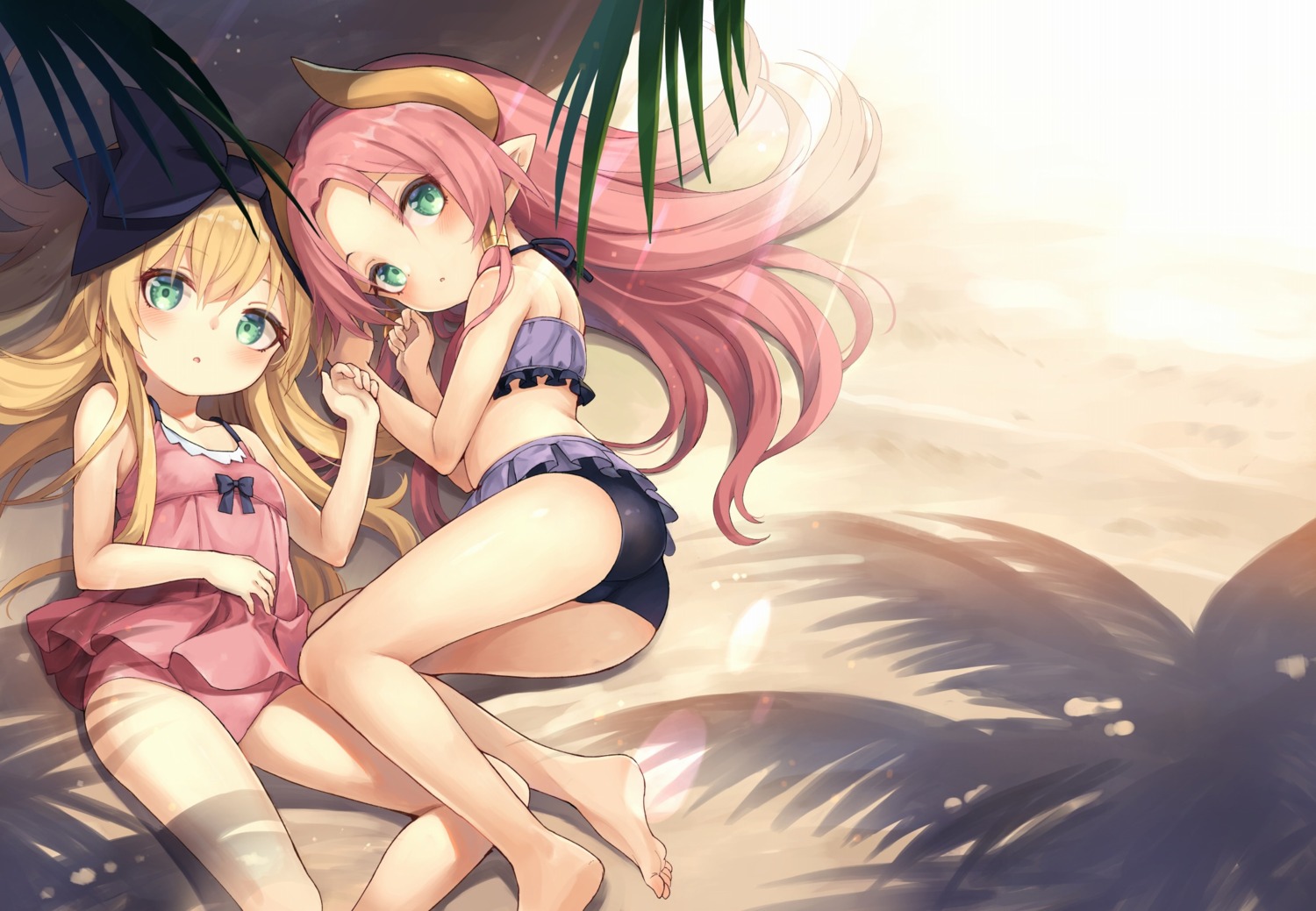 ass, bikini, fuyu_no_kareha, horns, pointy_ears, shinrabansho, swimsuits