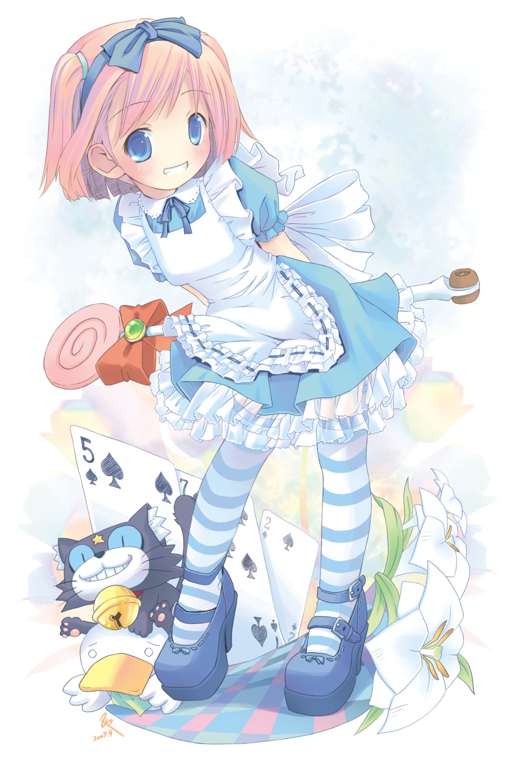 ah-kun, alice, alice_in_wonderland, cosplay, dress, ka-kun, lolita_fashion, moetan, neko, nijihara_ink, pop, see_through, skirt_lift, thighhighs