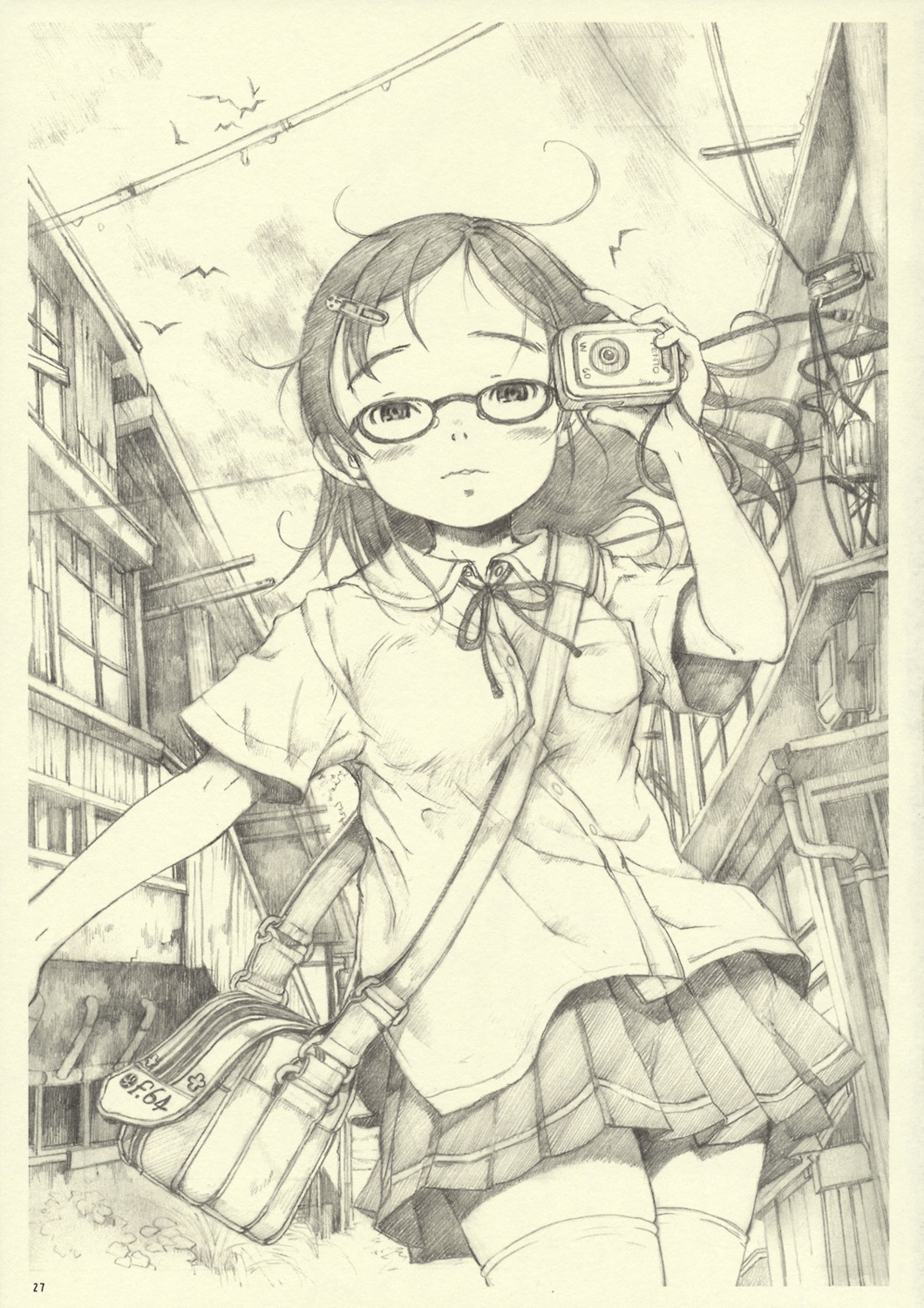 may_no_tenshi, megane, monochrome, neyuki_rei, seifuku