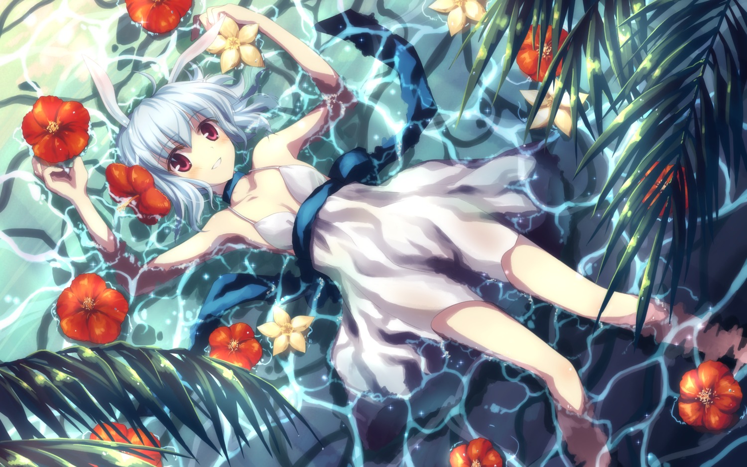animal_ears, bunny_ears, dj_max, dress, studio_s.d.t., suee, wet_clothes, yuuki_tatsuya
