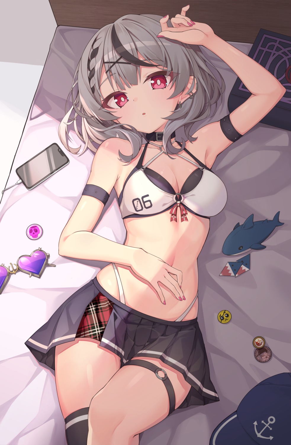 bikini, cleavage, garter, hololive, quarterlift, sakamata_chloe, swimsuits