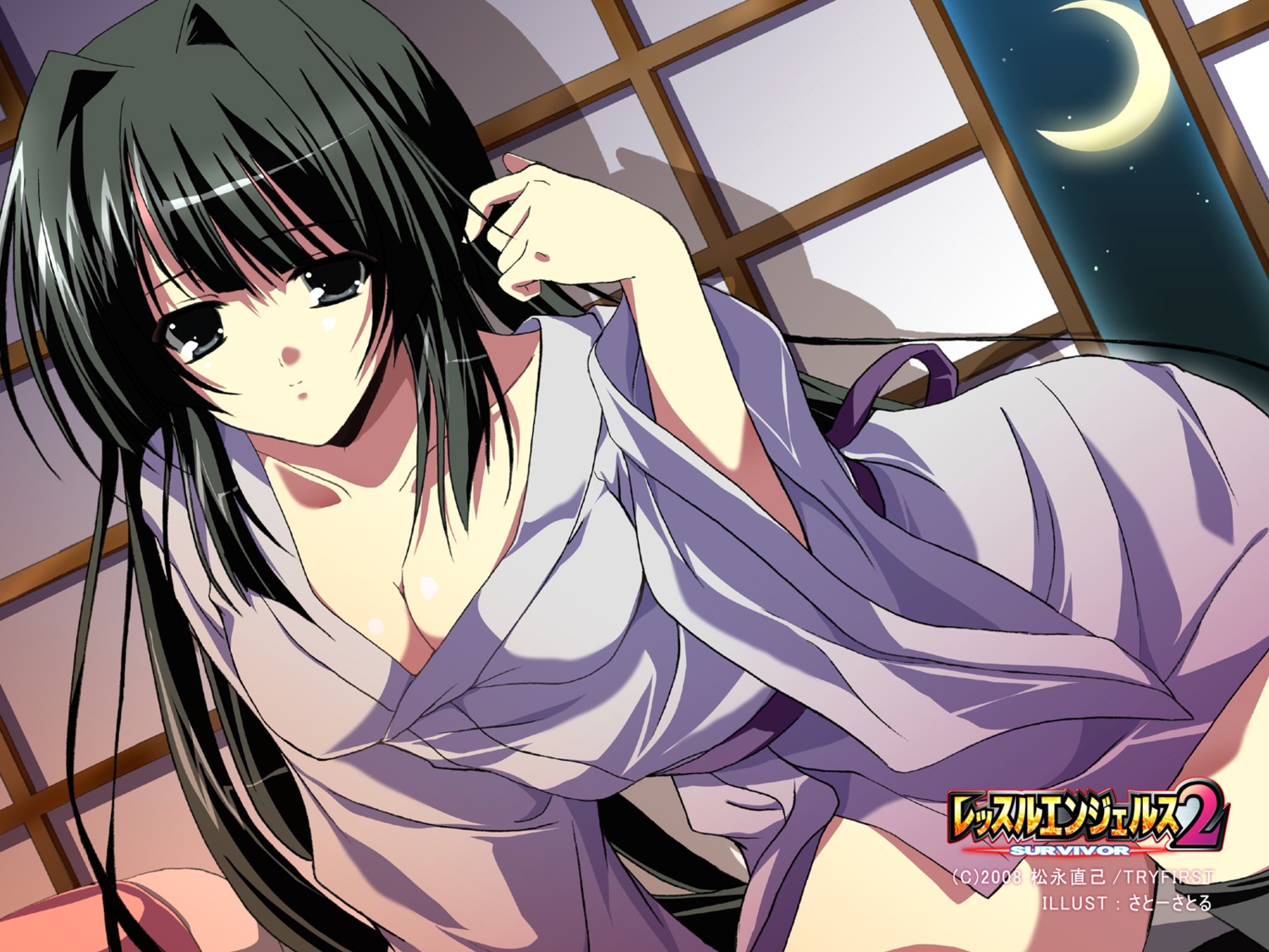 cleavage, kusanagi_mikoto, satou_satoru, wallpaper, wrestle_angels, wrestle_angels_survivor_2, yukata