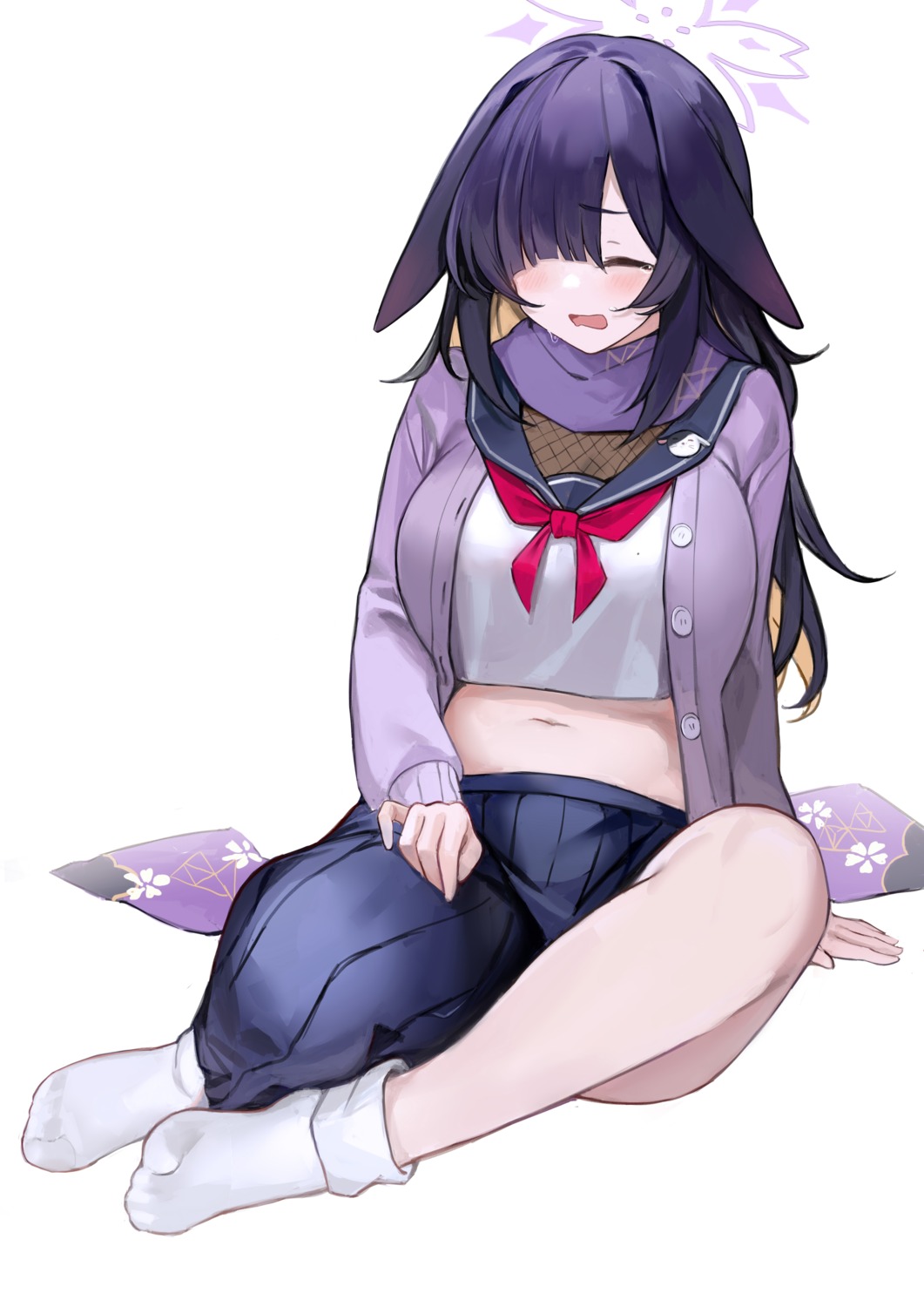 animal_ears, blue_archive, bunny_ears, fishnets, halo, nagata_gata, oono_tsukuyo, seifuku
