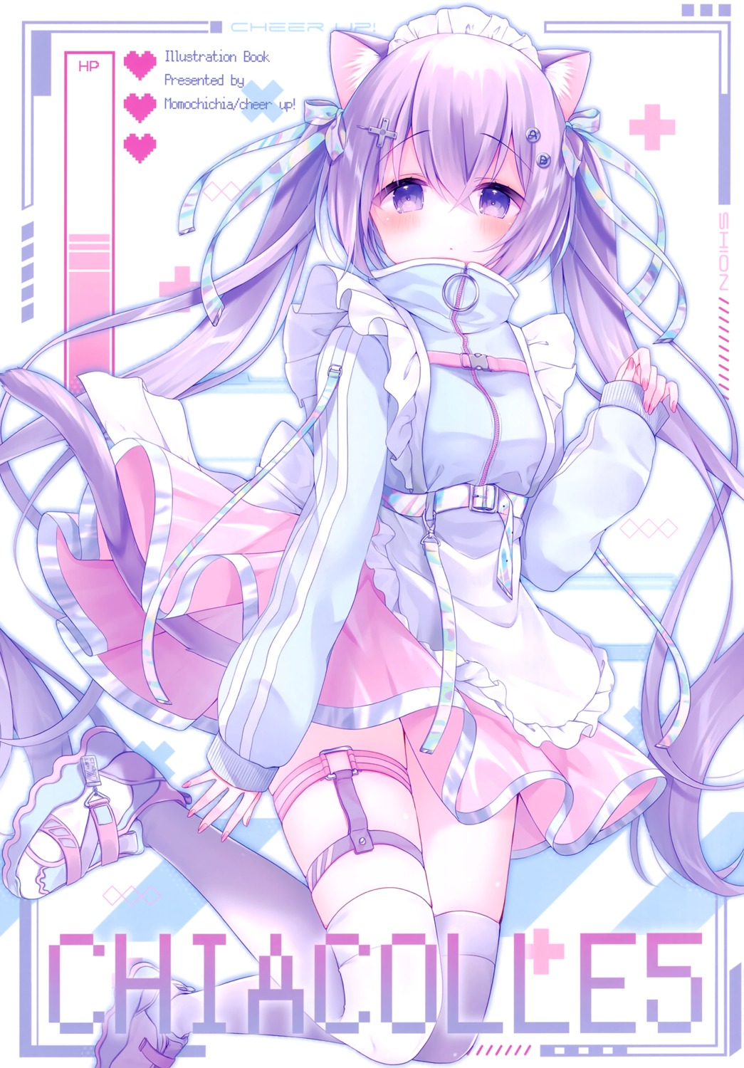 animal_ears, garter, maid, momochi_chia, nekomimi, tail, thighhighs