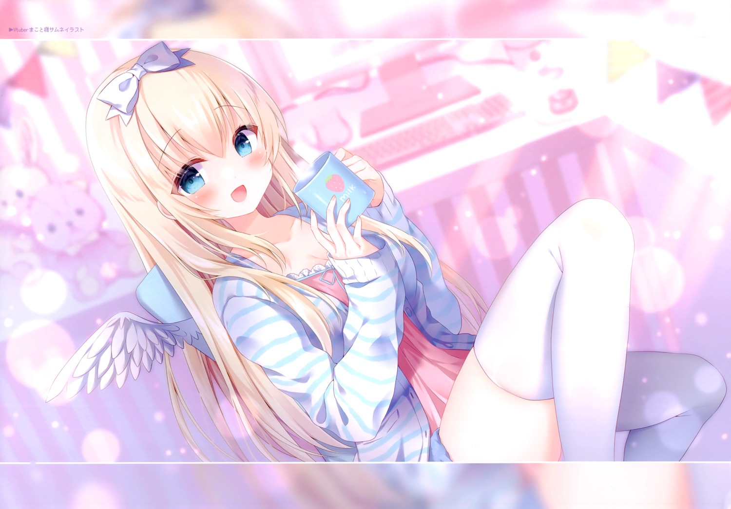 momochi_chia, thighhighs, wings