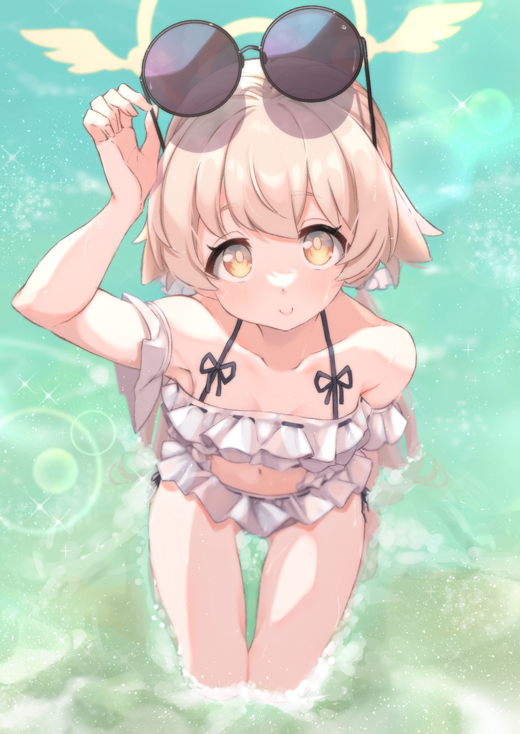 ajitani_hifumi, bikini, blue_archive, halo, megane, swimsuits, take_mawile, wet