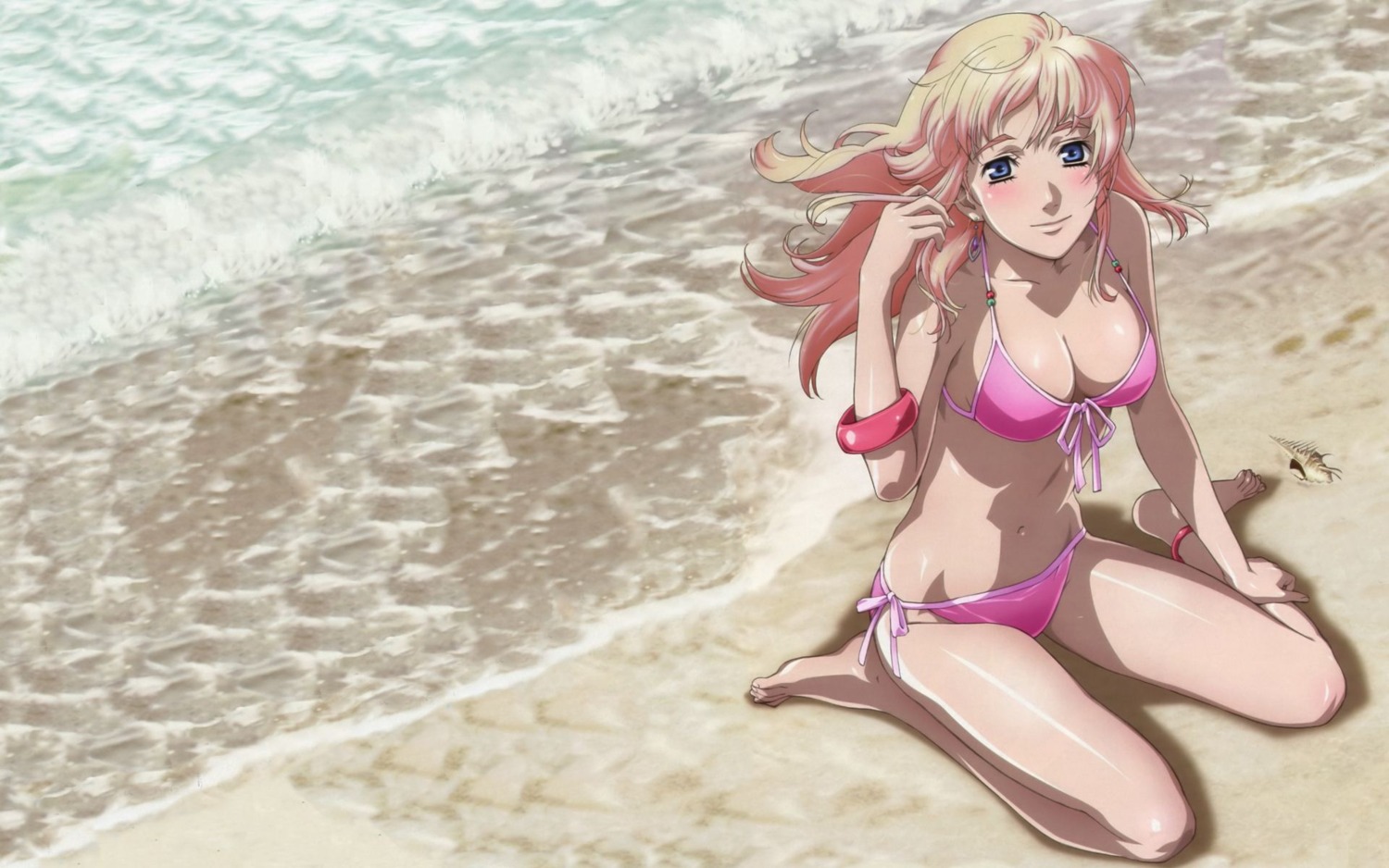 bikini, cleavage, macross, macross_frontier, marufuji_hirotaka, sheryl_nome, swimsuits, wallpaper