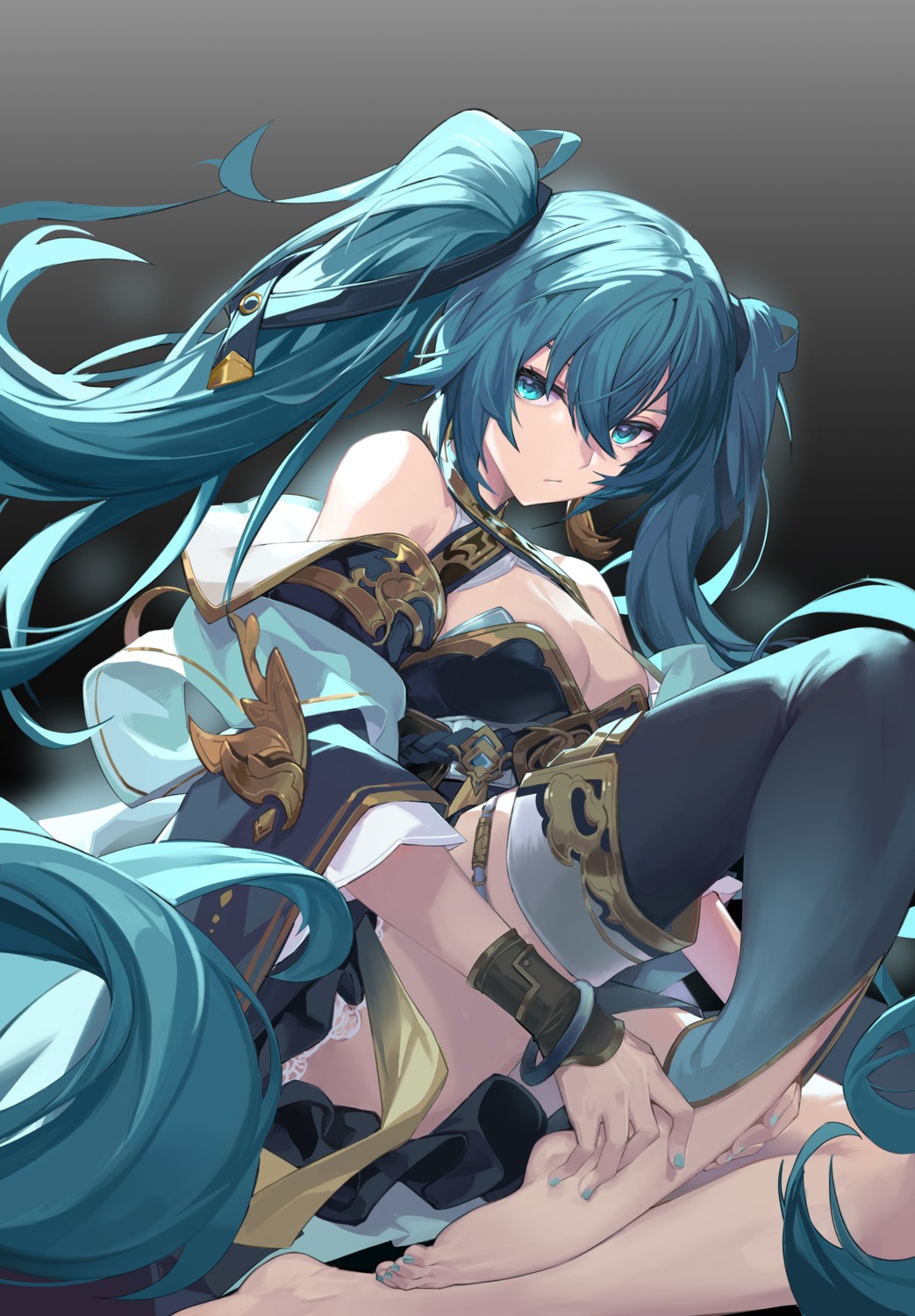 463_jun, garter, hatsune_miku, no_bra, thighhighs, vocaloid