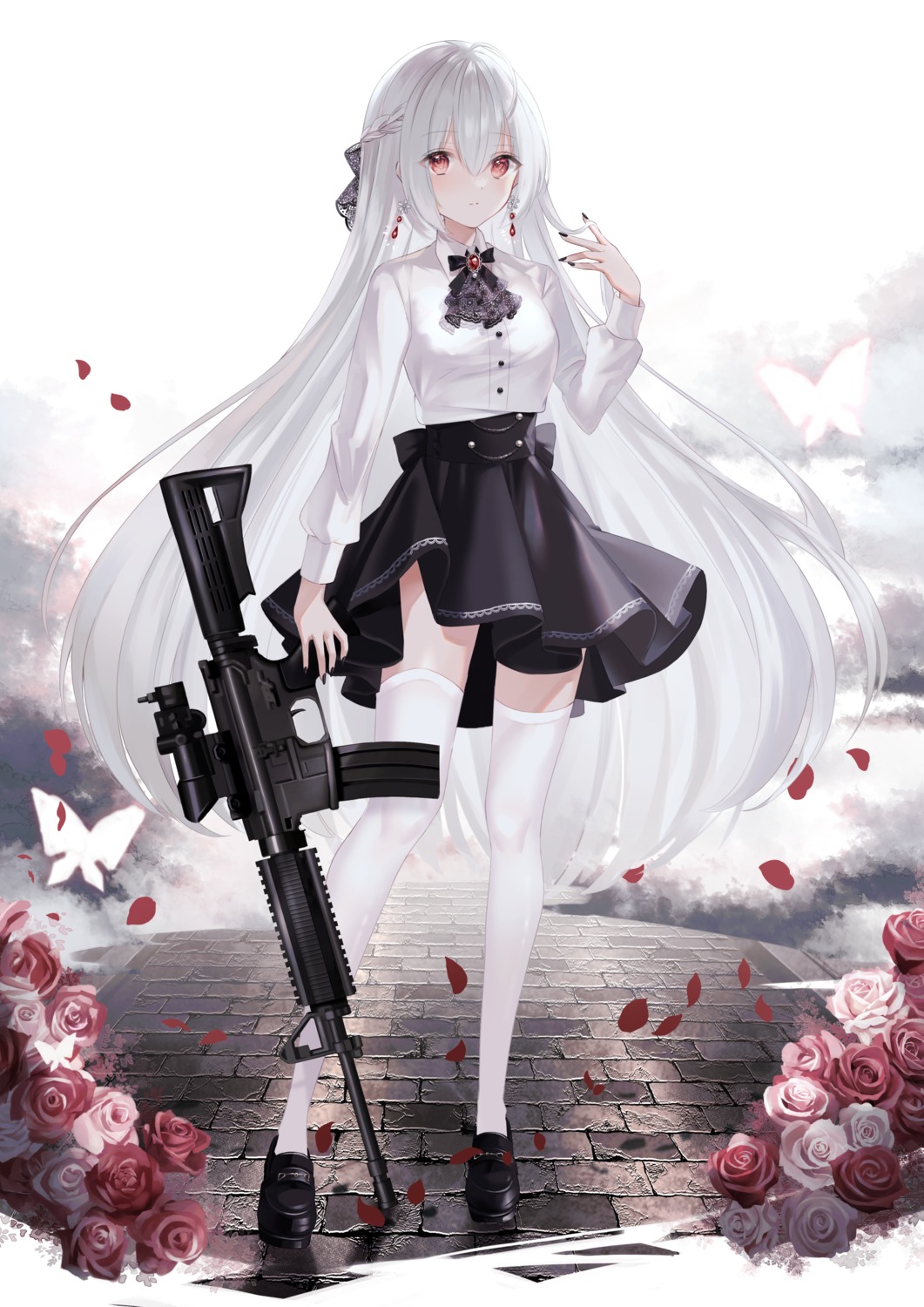 gun, thighhighs, yumekoron