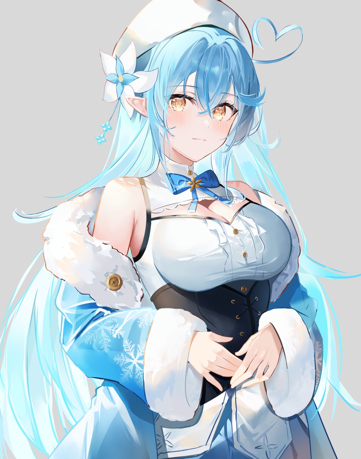 cleavage, elf, hao_827, hololive, pointy_ears, yukihana_lamy