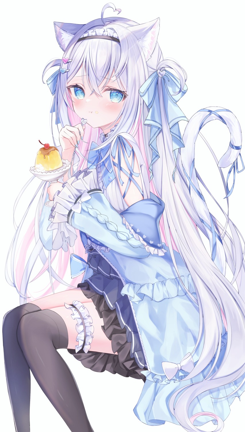 animal_ears, garter, kazari_rua, nekomimi, okomeillust, tail, thighhighs