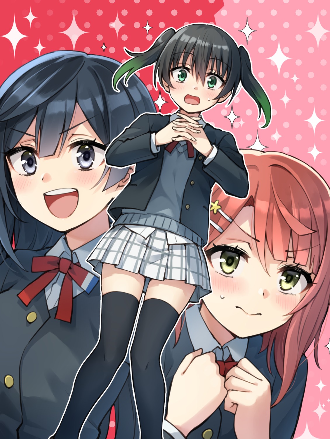 love_live!_(series), love_live!_nijigasaki_gakuen_school_idol_doukoukai, seifuku, somechime_(sometime1209), sweater, takasaki_yuu, thighhighs, uehara_ayumu, yuuki_setsuna