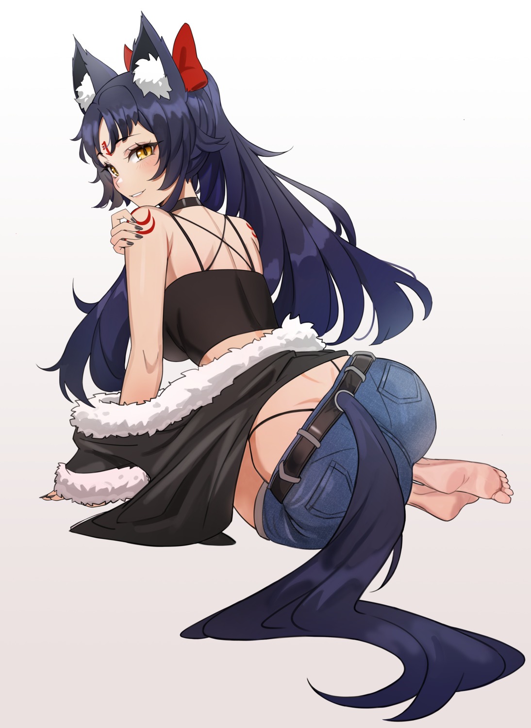 animal_ears, ass, kiritzugu, pantsu, tail, tattoo