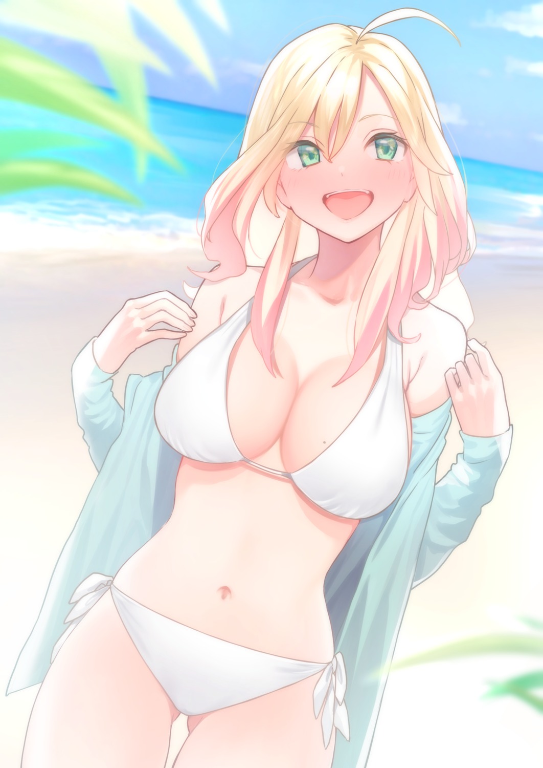 bikini, open_shirt, rinku_(rin9), swimsuits