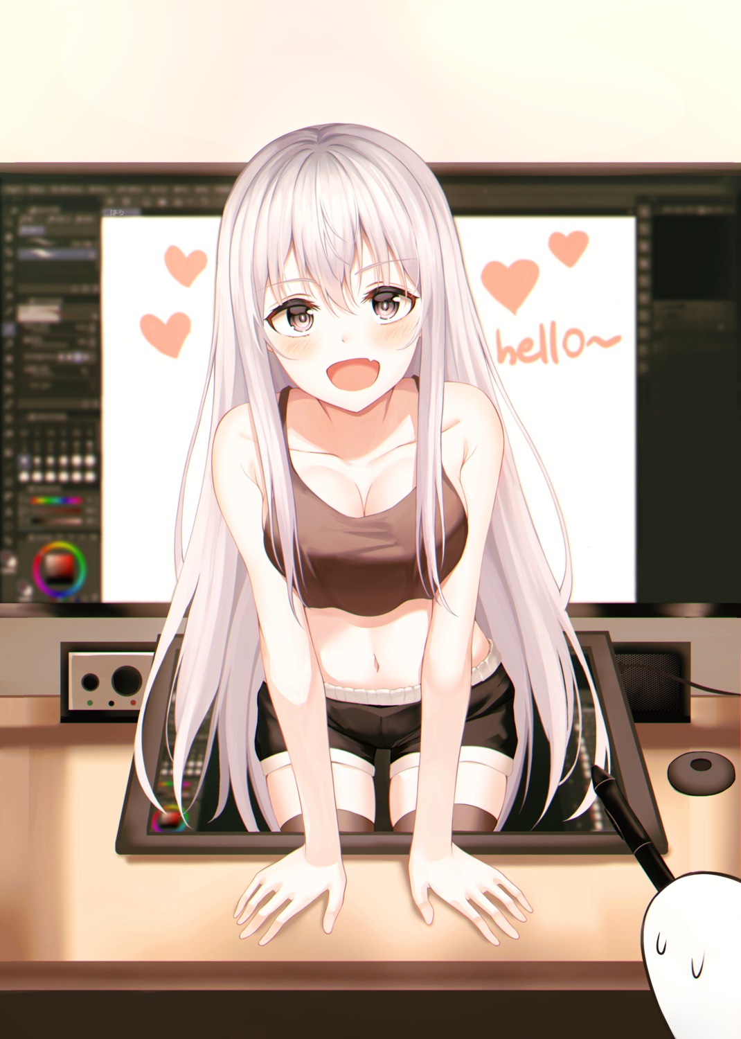 cleavage, lingerie, muyang, thighhighs