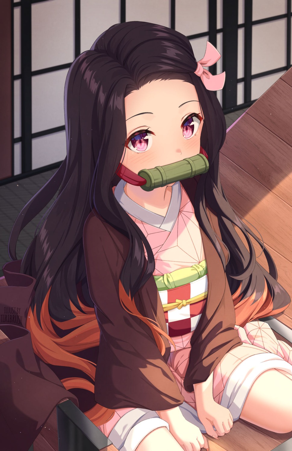 kamado_nezuko, kimetsu_no_yaiba, kimono, tiribrush