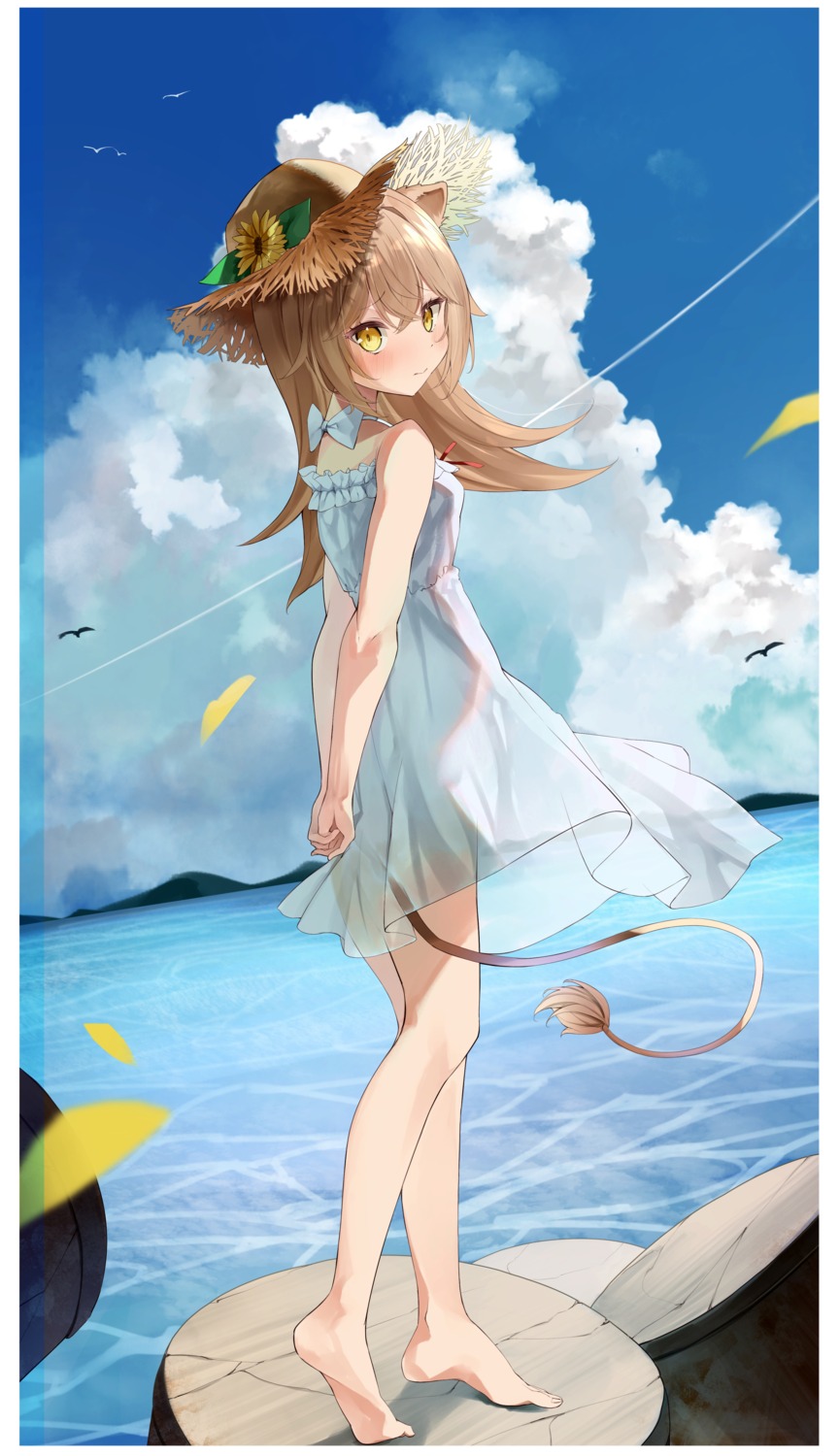 animal_ears, dress, eureka_814, indie_virtual_youtuber, rurudo_lion, see_through, summer_dress, tail