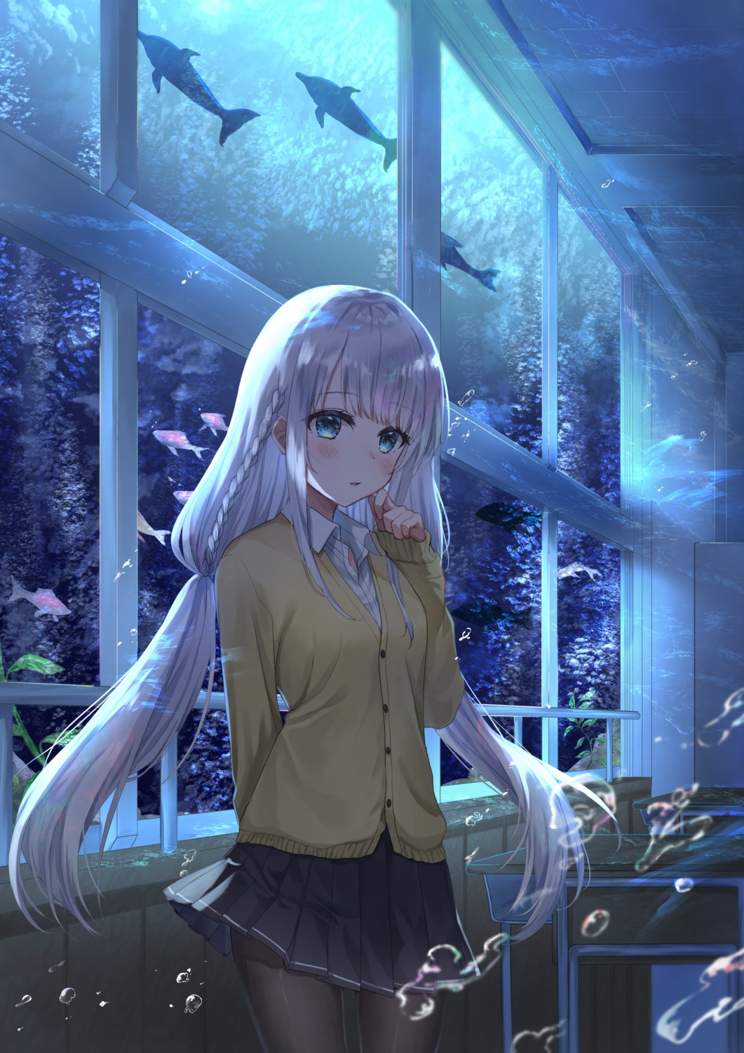 ayatsuki_hina, pantyhose, seifuku, skirt_lift, sweater
